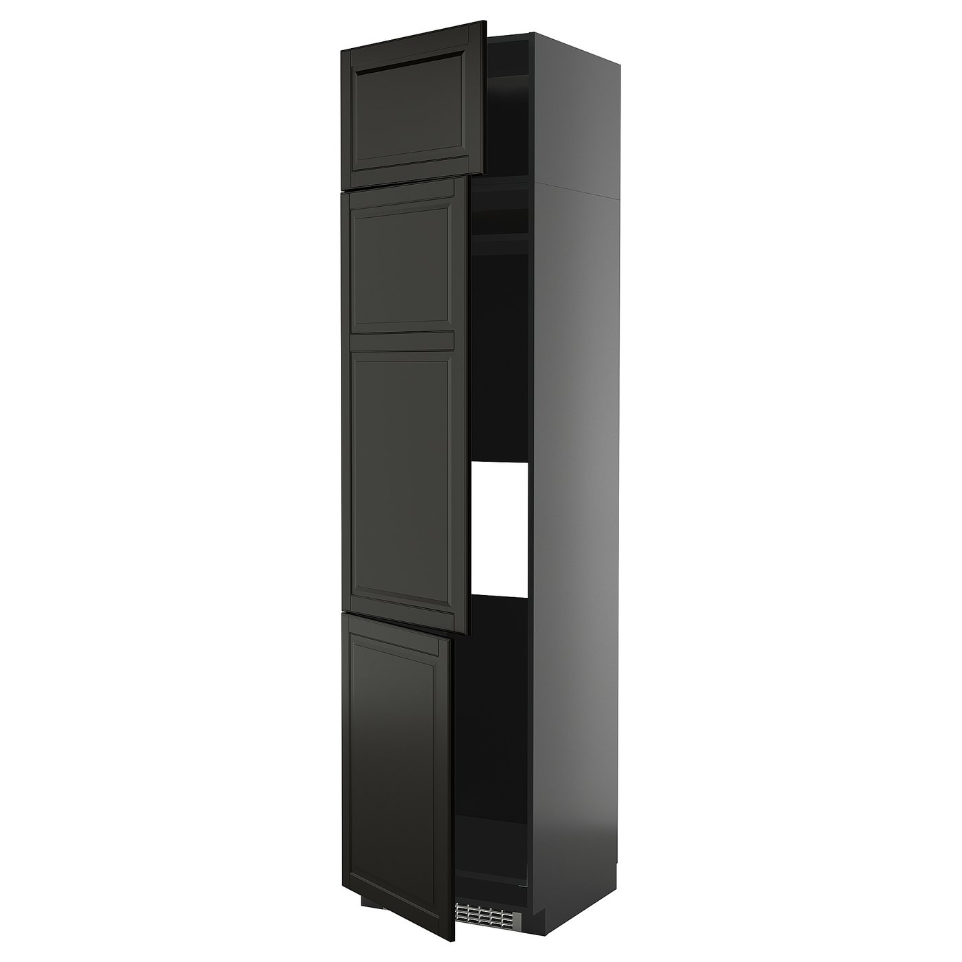 IKEA METOD Hochschrank f Kühl/Gefrierschr+3Tür schwarzgrau/Bodbyn schwarz 60x60x240 cm