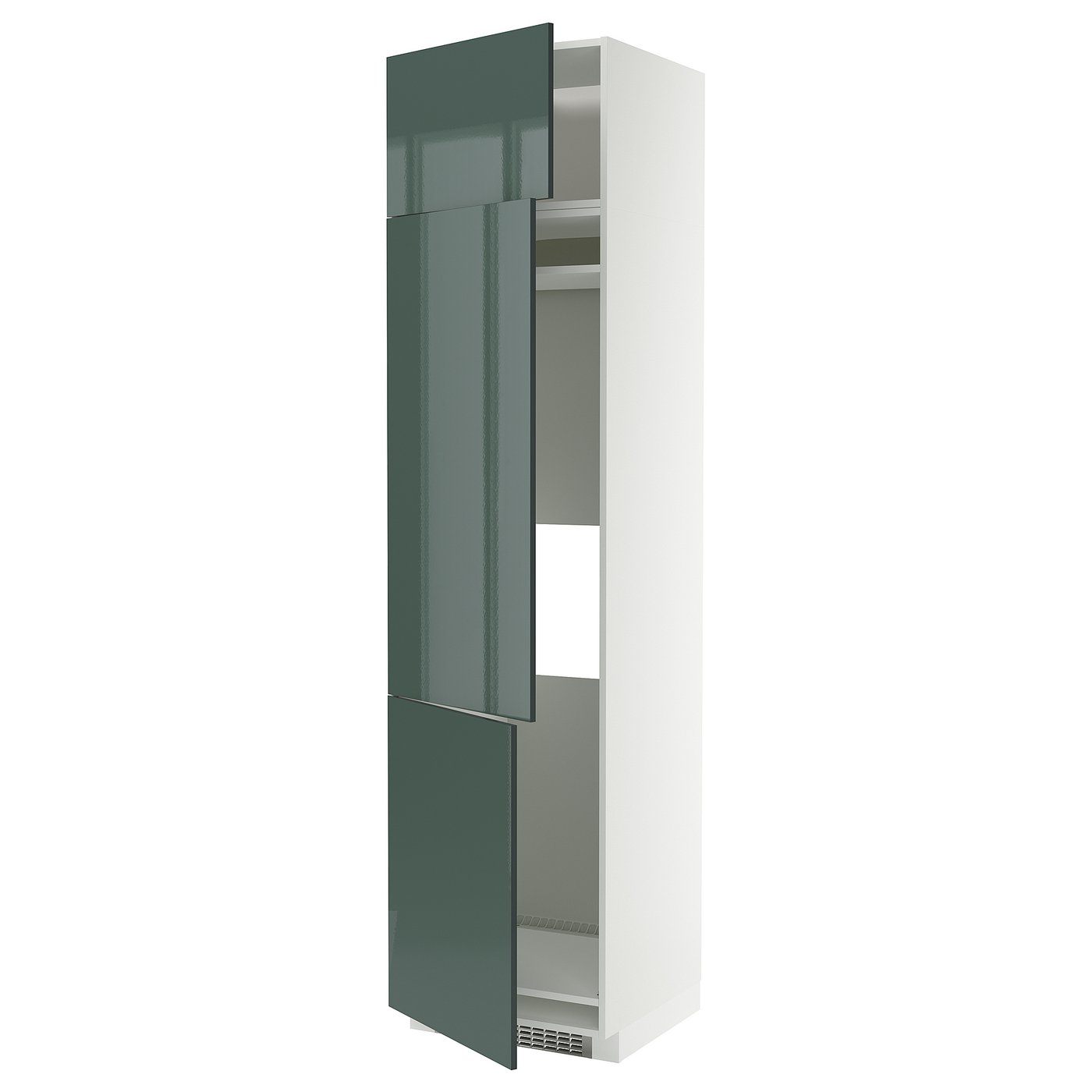 IKEA METOD Hochschrank f Kühl/Gefrierschr+3Tür weiß/Kallarp Hochglanz dunkel graugrün 60x60x240 cm