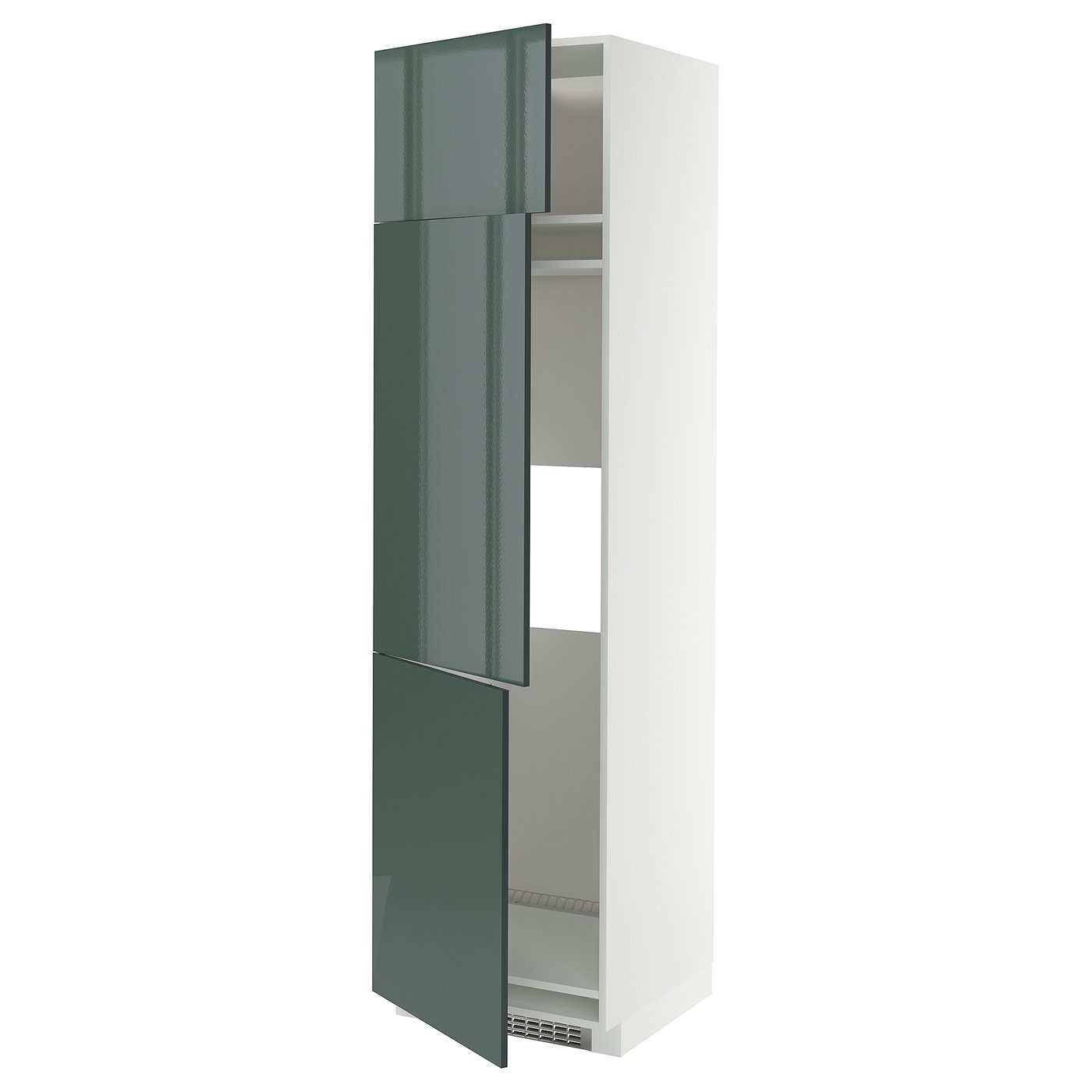 IKEA METOD Hochschrank f Kühl/Gefrierschr+3Tür weiß/Kallarp Hochglanz dunkel graugrün 60x60x220 cm