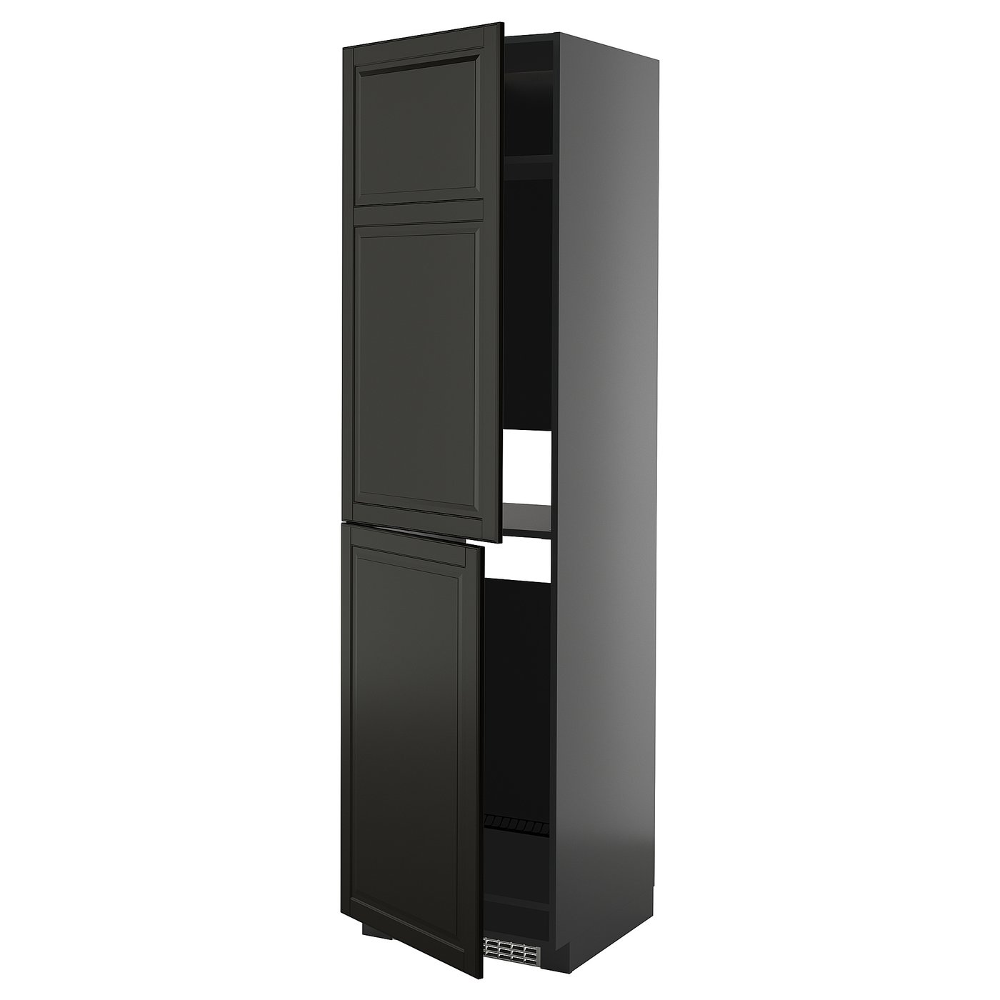 IKEA METOD Hochschrank f Kühl-/Gefrierschrank schwarzgrau/Bodbyn schwarz 60x60x220 cm