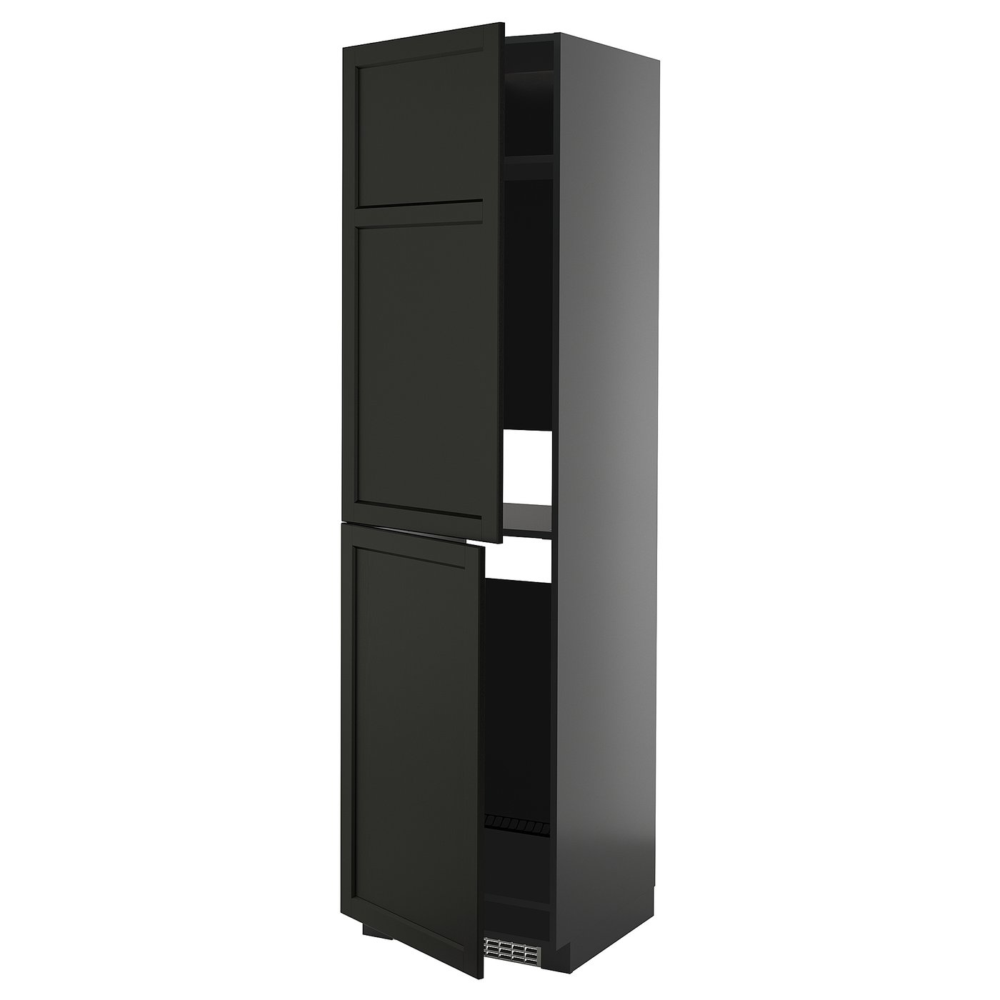 IKEA METOD Hochschrank f Kühl-/Gefrierschrank schwarzgrau/Lerhyttan schwarz lasiert 60x60x220 cm