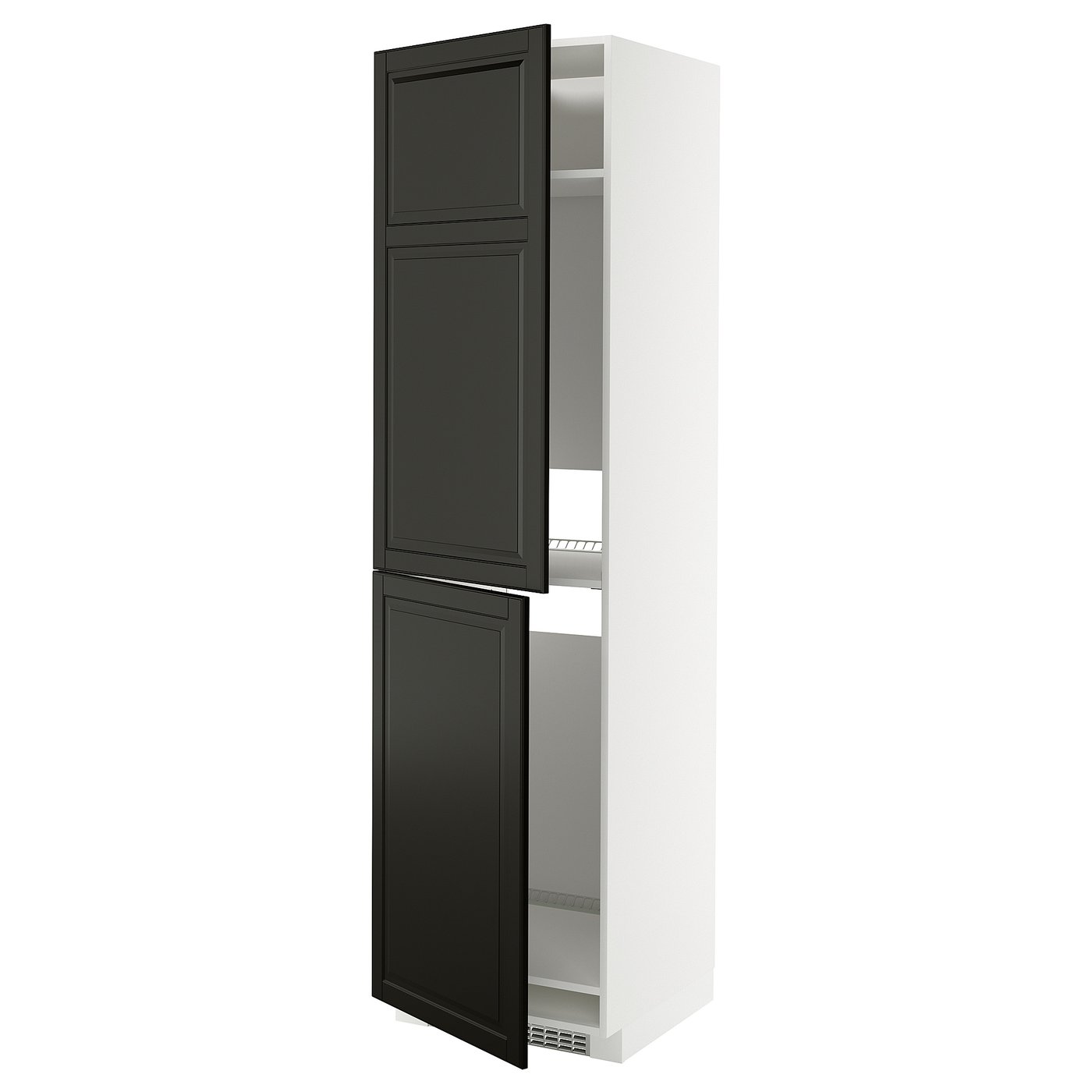 IKEA METOD Hochschrank f Kühl-/Gefrierschrank weiß/Bodbyn schwarz 60x60x220 cm
