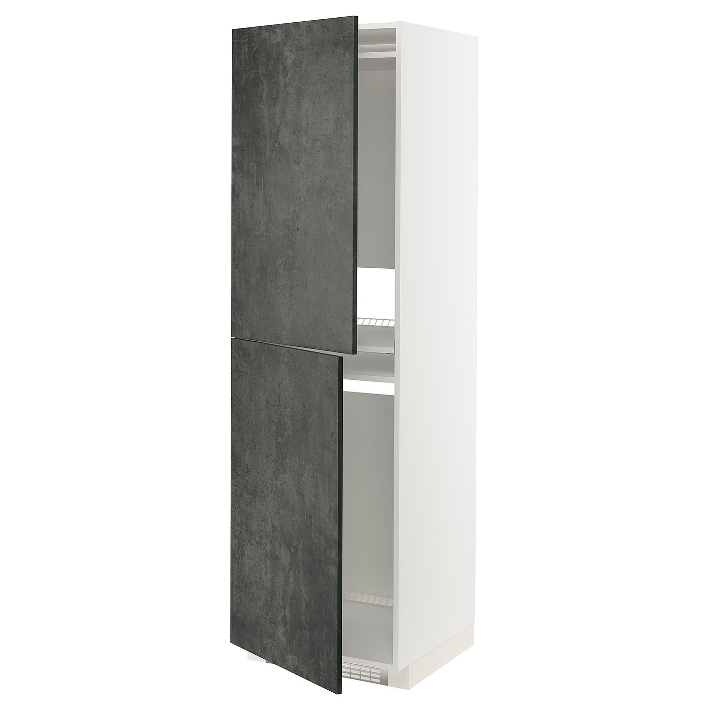IKEA METOD Hochschrank f Kühl-/Gefrierschrank weiß/Kalhyttan Betonmuster dunkelgrau 60x60x200 cm