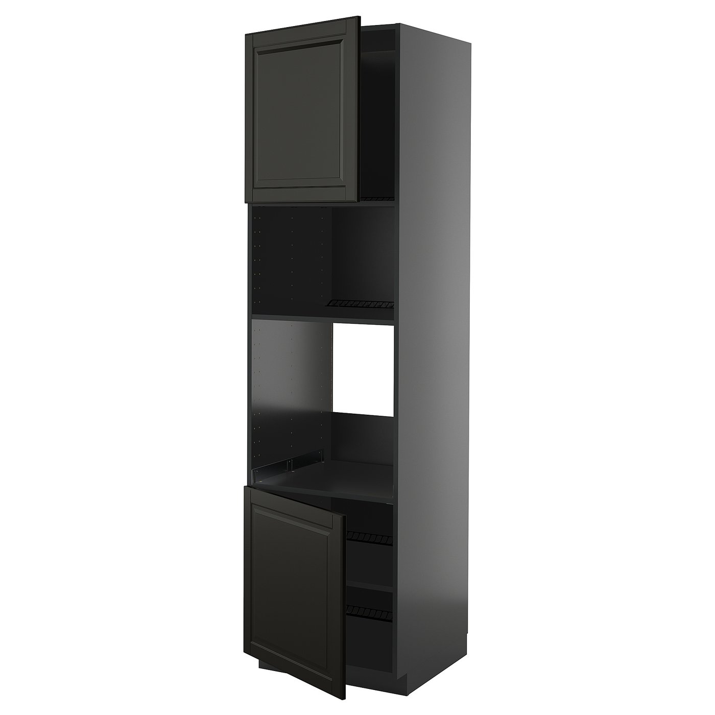 IKEA METOD Hochschrank für Einbaugeräte schwarzgrau/Bodbyn schwarz 60x60x220 cm