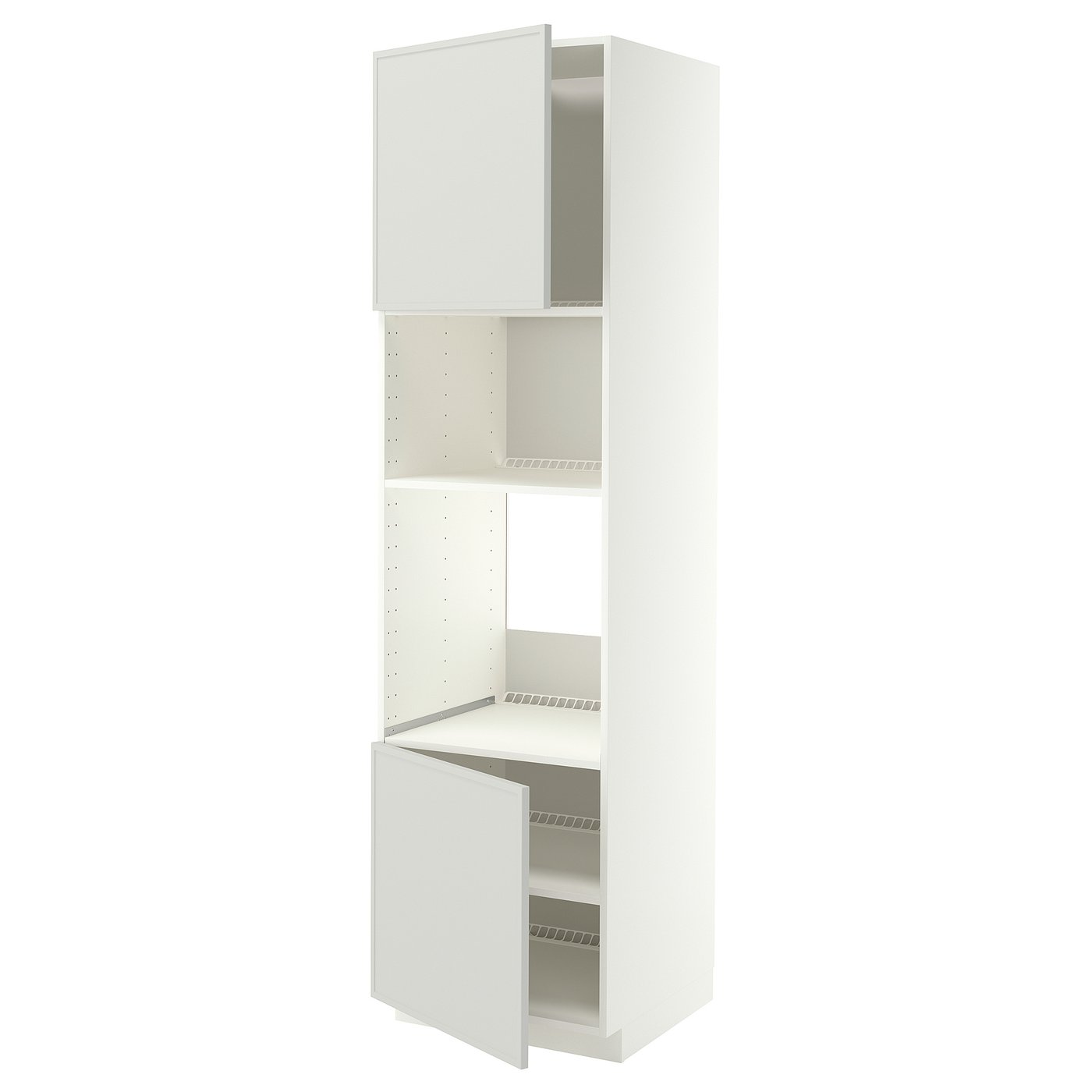 IKEA METOD Hochschrank für Einbaugeräte weiß/Aspudden hellgrau 60x60x220 cm