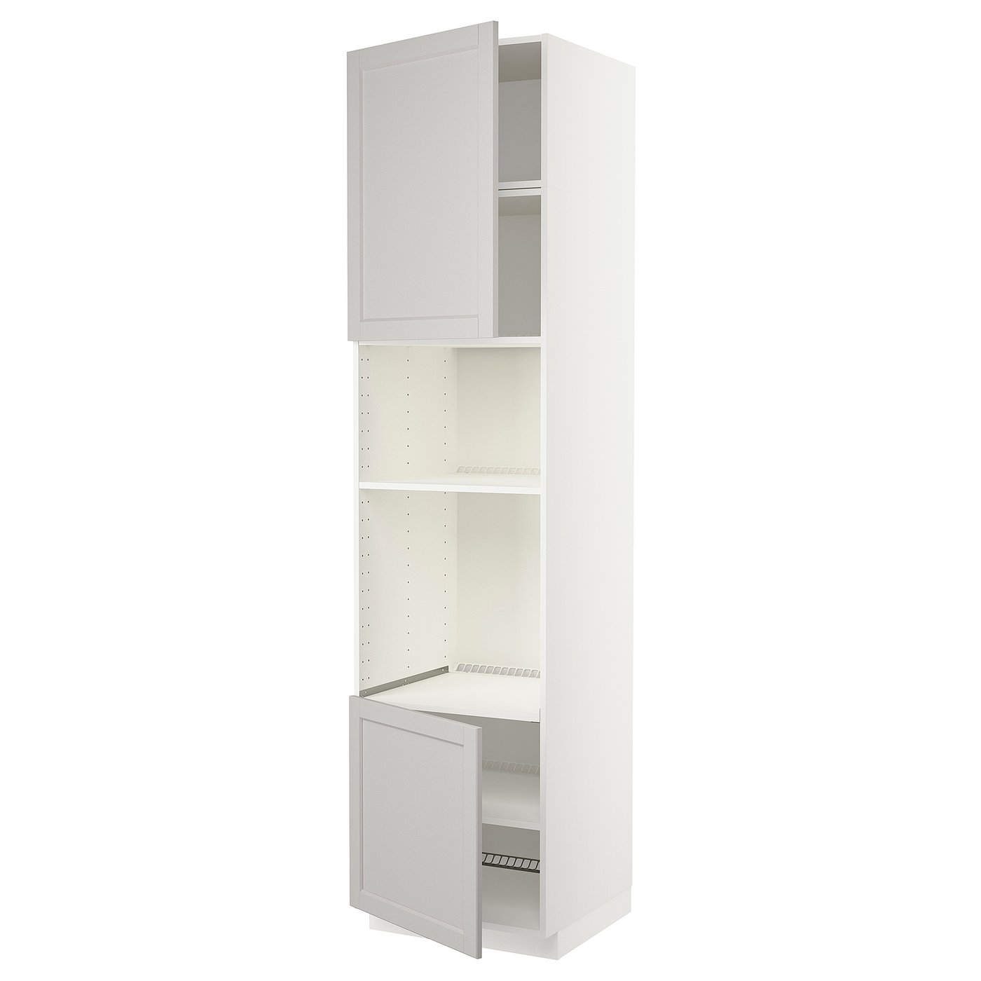 IKEA METOD Hochschrank für Einbaugeräte weiß/Lerhyttan hellgrau 60x60x240 cm
