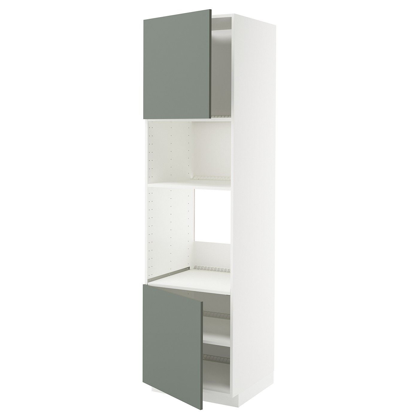 IKEA METOD Hochschrank für Einbaugeräte weiß/Nickebo matt graugrün 60x60x220 cm