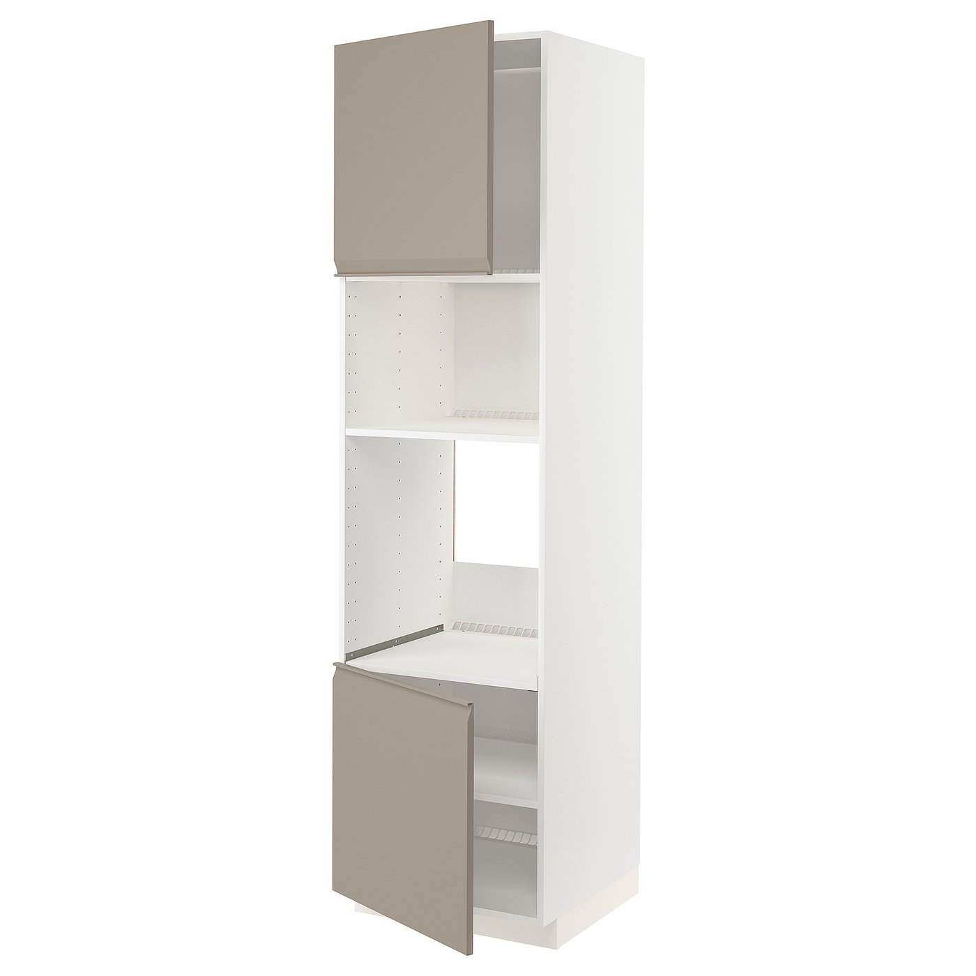 IKEA METOD Hochschrank für Einbaugeräte weiß/Upplöv matt dunkelbeige 60x60x220 cm