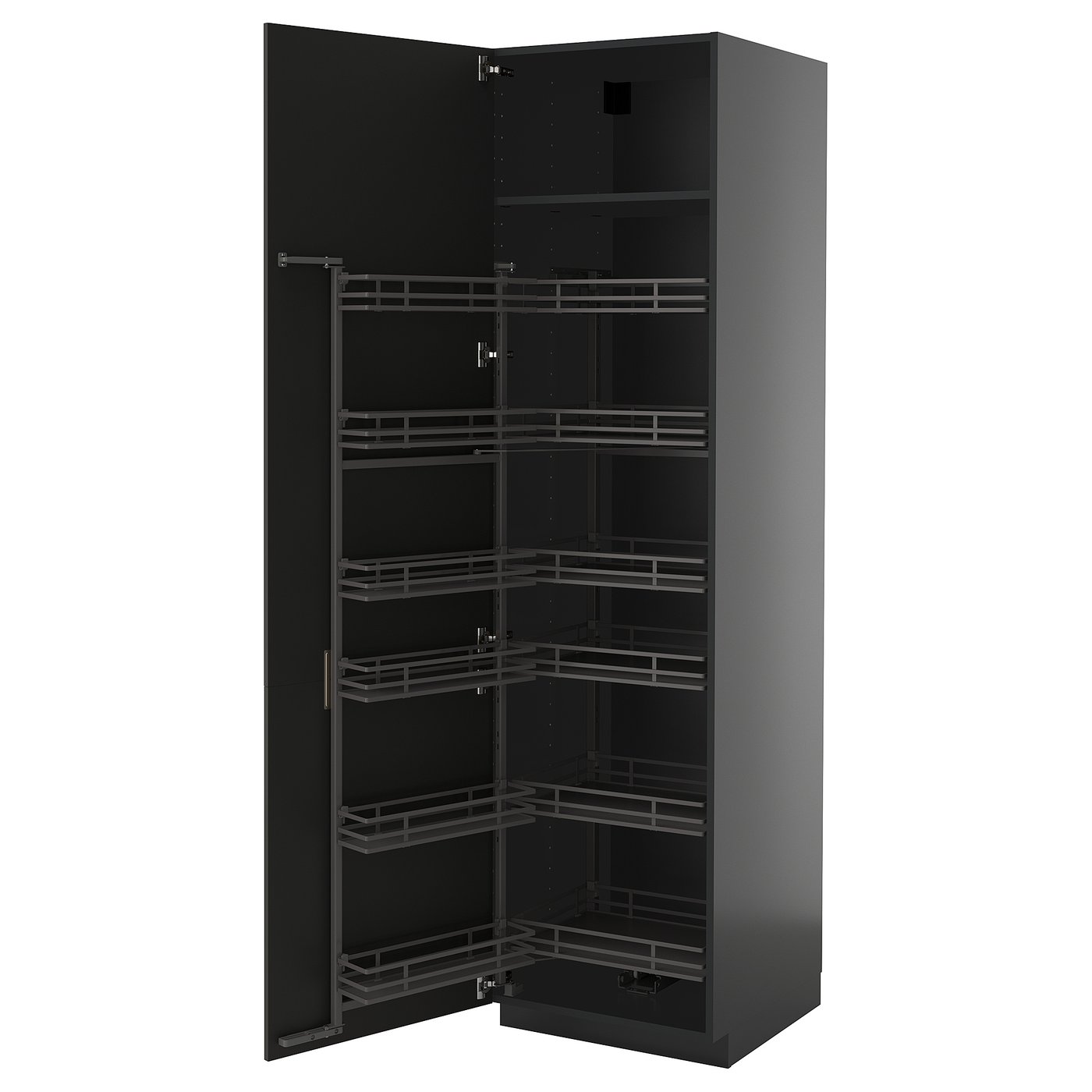 IKEA METOD Hochschrank mit Auszugschrank schwarzgrau/Nickebo matt anthrazit