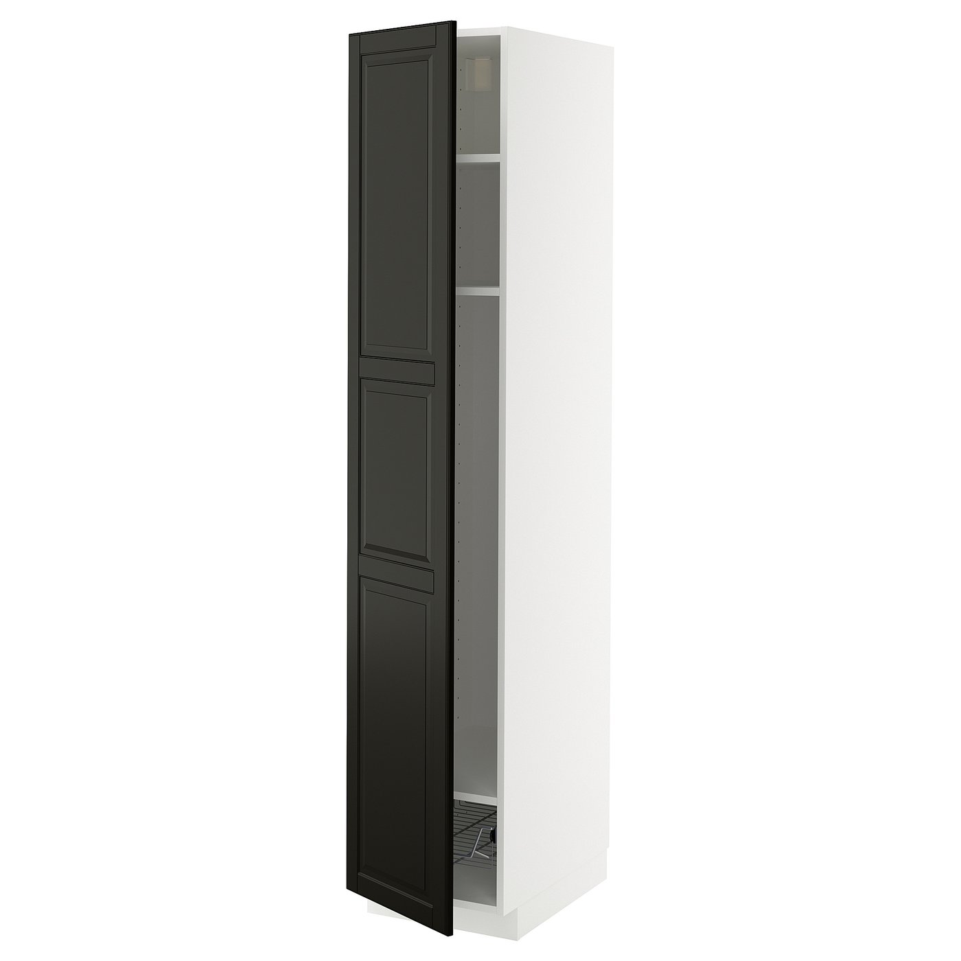 IKEA METOD Hochschrank mit Böden/Drahtkorb weiß/Bodbyn schwarz 40x60x200 cm