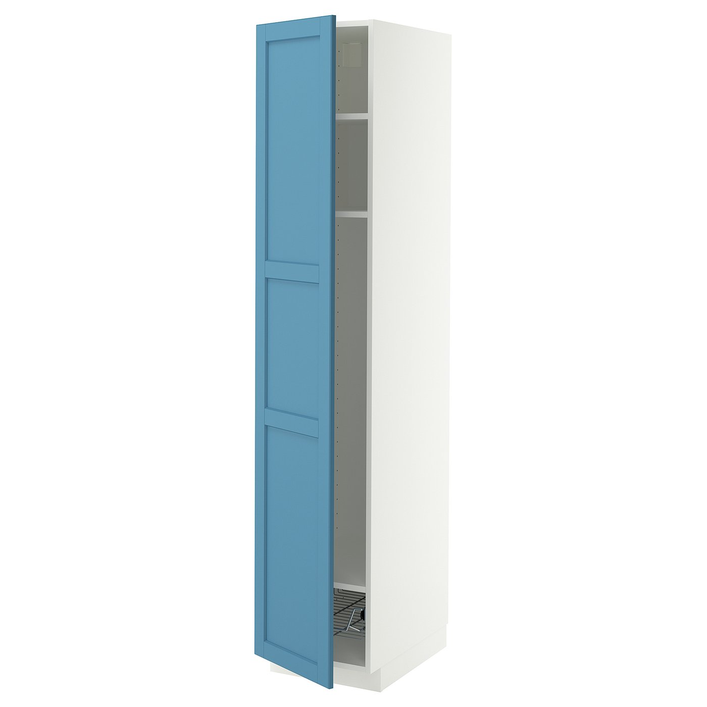 IKEA METOD Hochschrank mit Böden/Drahtkorb weiß/Lerhyttan blau 40x60x200 cm