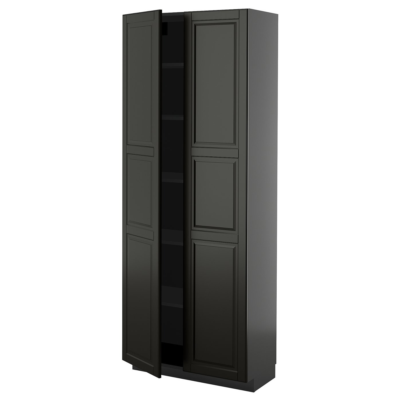 IKEA METOD Hochschrank mit Einlegeböden schwarzgrau/Bodbyn schwarz 80x37x200 cm