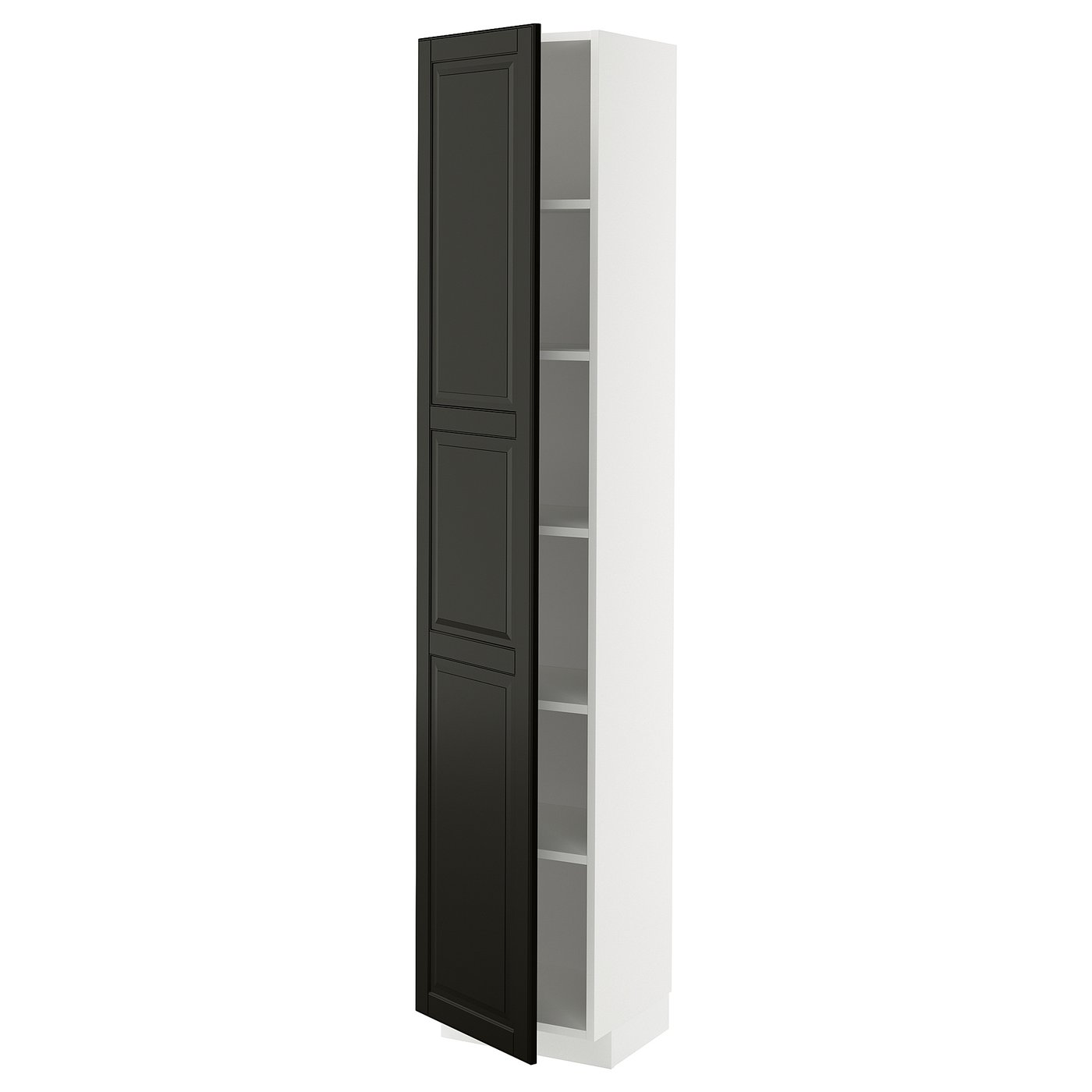 IKEA METOD Hochschrank mit Einlegeböden weiß/Bodbyn schwarz 40x37x200 cm