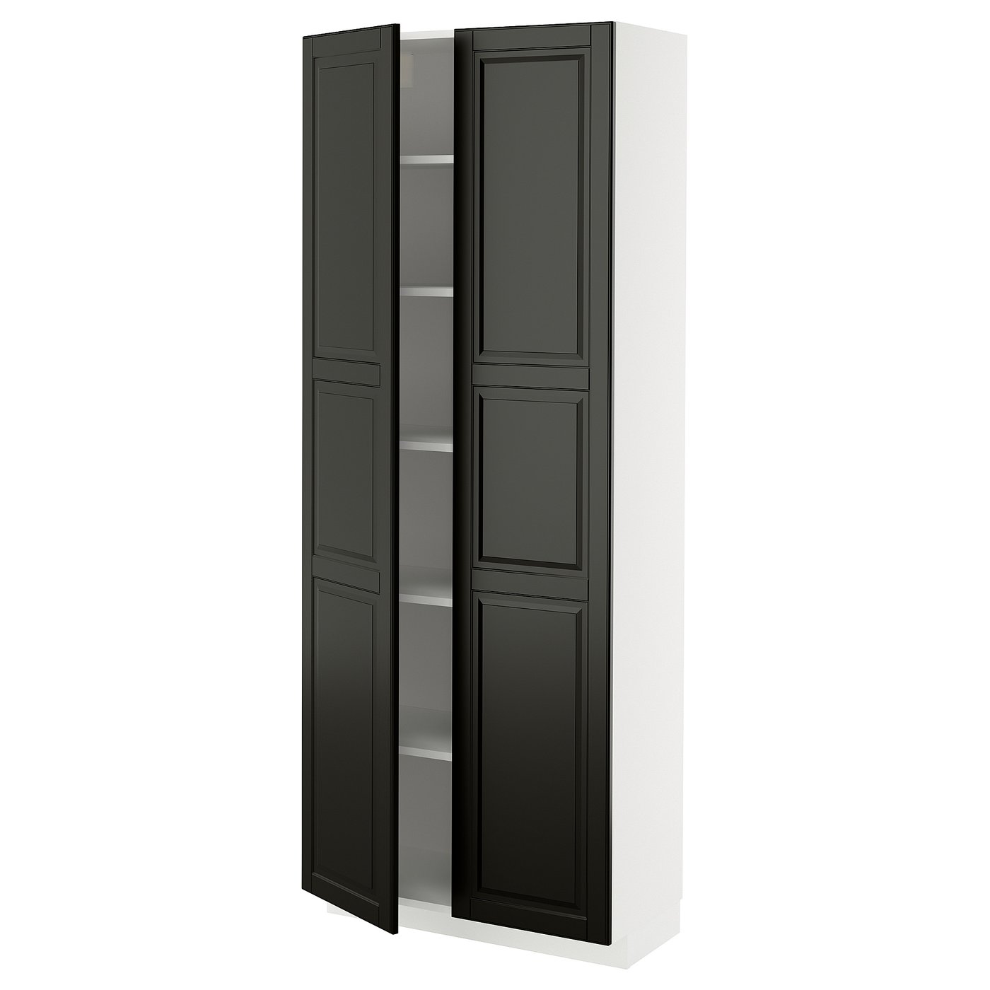 IKEA METOD Hochschrank mit Einlegeböden weiß/Bodbyn schwarz 80x37x200 cm
