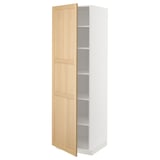 METOD Küchenschrank, weiß, Eichentüren, hohe, quadratische Regale, modernes Design.