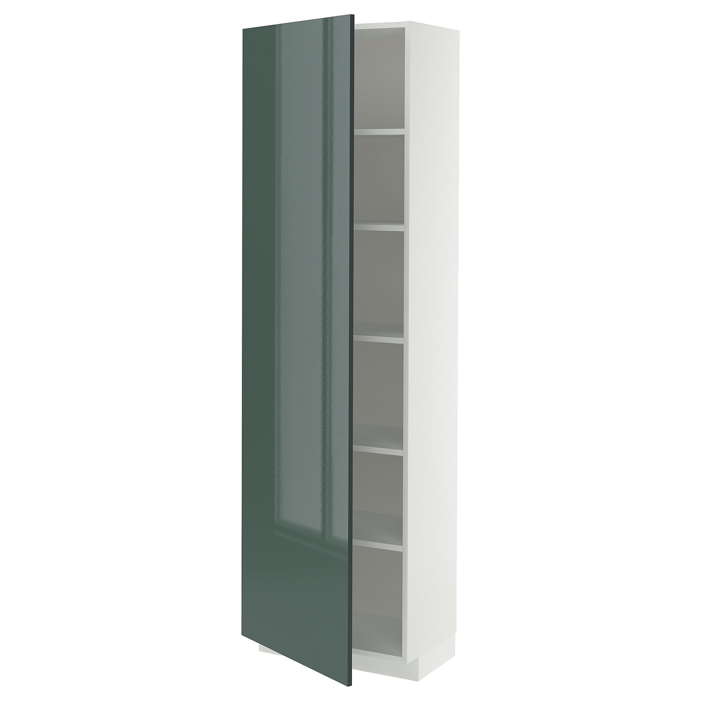 IKEA METOD Hochschrank mit Einlegeböden weiß/Kallarp Hochglanz dunkel graugrün 60x37x200 cm