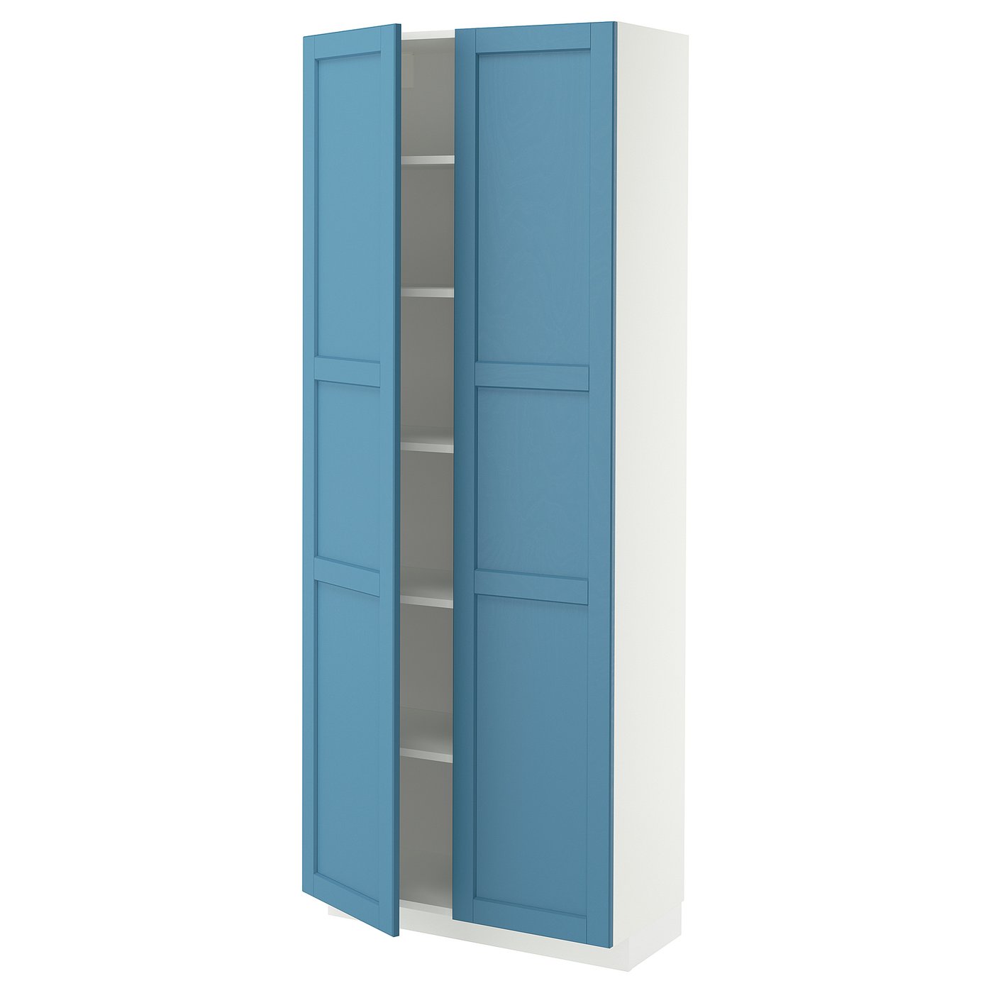 IKEA METOD Hochschrank mit Einlegeböden weiß/Lerhyttan blau 80x37x200 cm