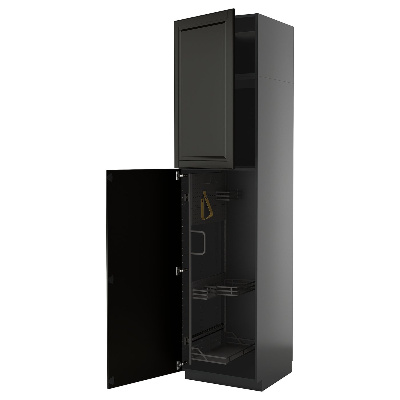 IKEA METOD Hochschrank mit Putzschrankeinr. schwarzgrau/Bodbyn schwarz 60x60x240 cm