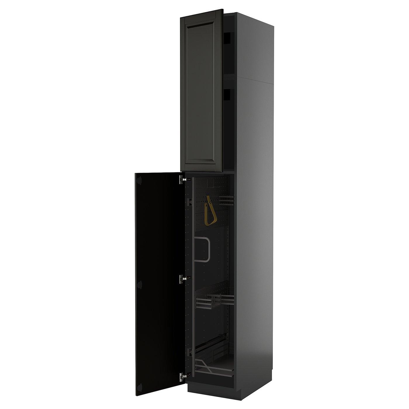 IKEA METOD Hochschrank mit Putzschrankeinr. schwarzgrau/Bodbyn schwarz 40x60x240 cm