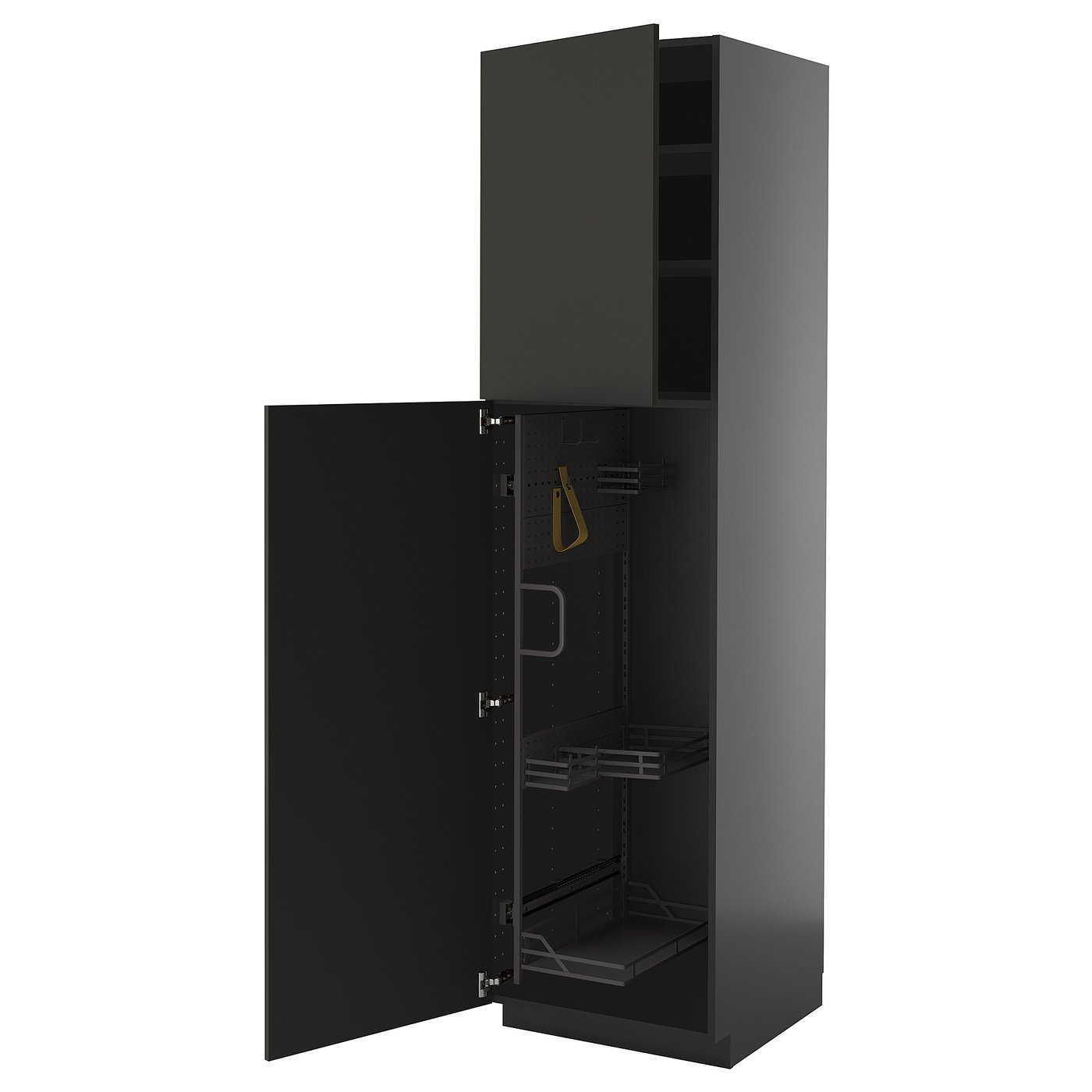 IKEA METOD Hochschrank mit Putzschrankeinr. schwarzgrau/Nickebo matt anthrazit 60x60x220 cm