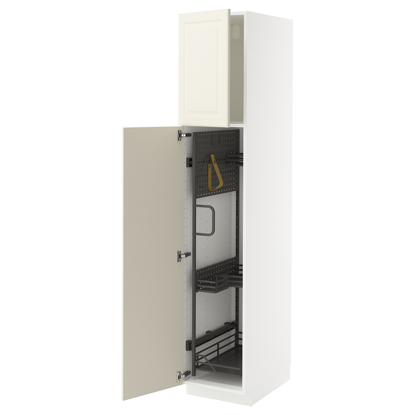 IKEA METOD Hochschrank mit Putzschrankeinr. weiß/Bodbyn elfenbeinweiß 40x60x200 cm