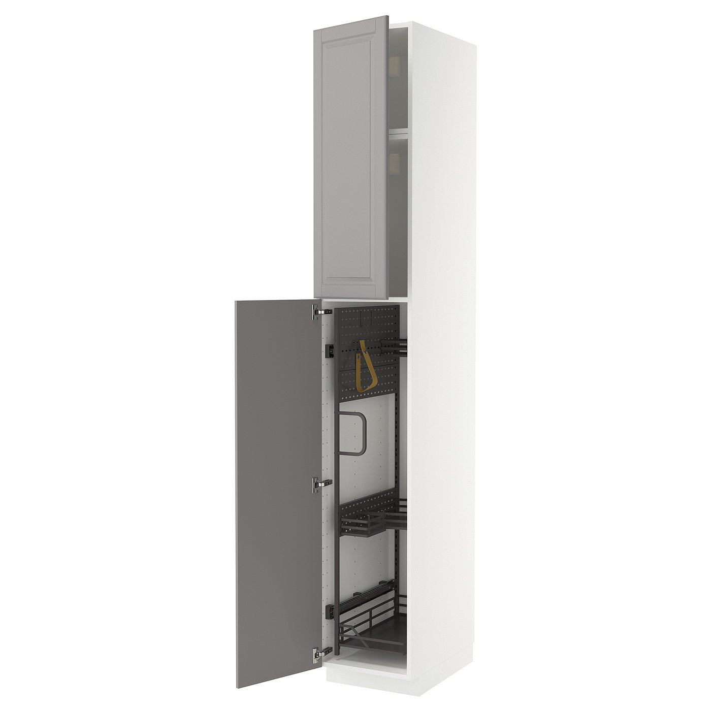 IKEA METOD Hochschrank mit Putzschrankeinr. weiß/Bodbyn grau 40x60x240 cm