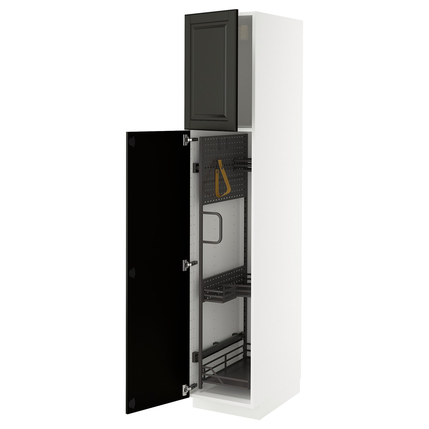 IKEA METOD Hochschrank mit Putzschrankeinr. weiß/Bodbyn schwarz 40x60x200 cm
