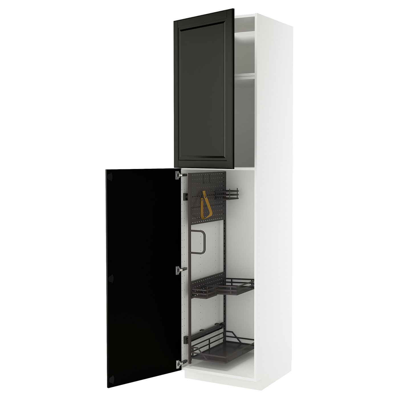 IKEA METOD Hochschrank mit Putzschrankeinr. weiß/Bodbyn schwarz 60x60x240 cm