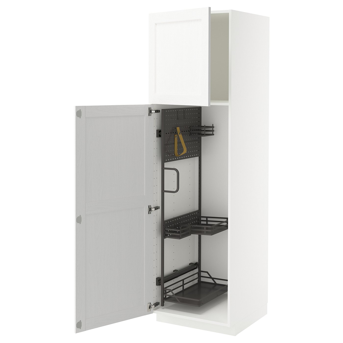 IKEA METOD Hochschrank mit Putzschrankeinr. weiß Enköping/weiß Holzeffekt 60x60x200 cm