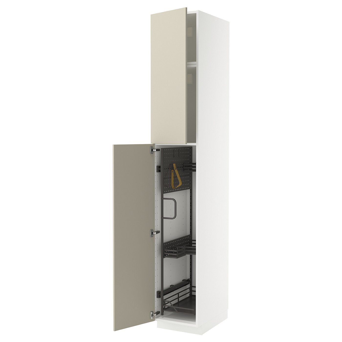 IKEA METOD Hochschrank mit Putzschrankeinr. weiß/Havstorp beige 40x60x240 cm