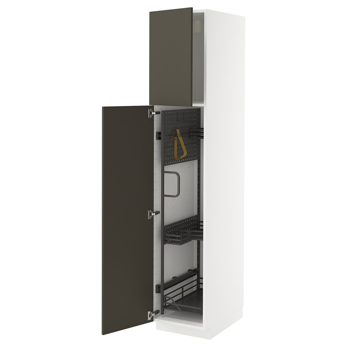 IKEA METOD Hochschrank mit Putzschrankeinr. weiß/Havstorp braunbeige 40x60x200 cm
