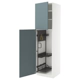 METOD Küchenschrank, weiß & türkis, modernes Design mit Organizer-Regalen & Scharnieren.