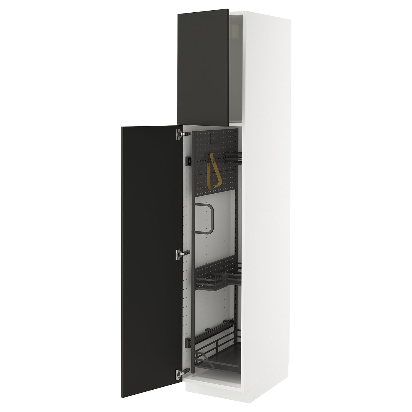 IKEA METOD Hochschrank mit Putzschrankeinr. weiß/Nickebo matt anthrazit 40x60x200 cm