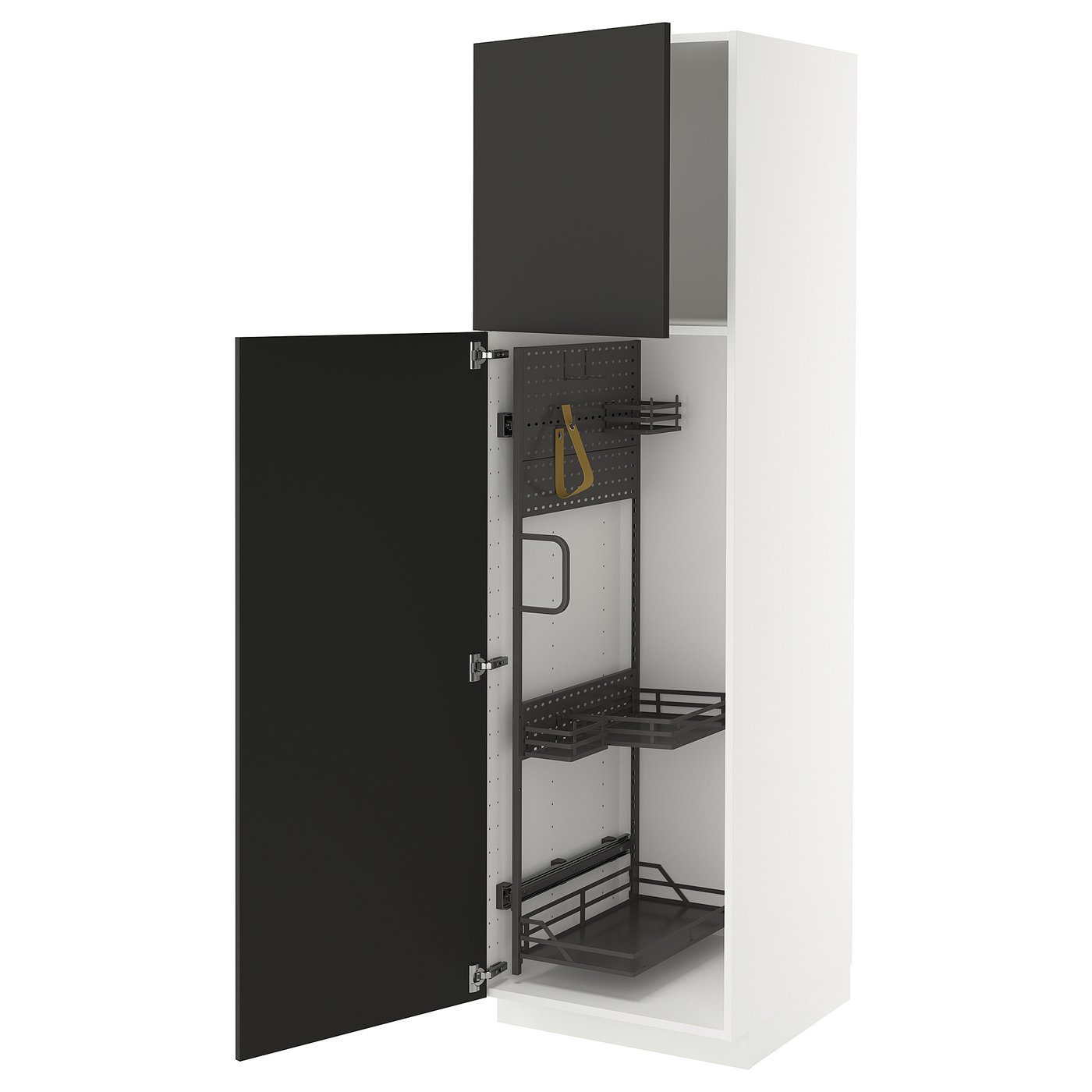 IKEA METOD Hochschrank mit Putzschrankeinr. weiß/Nickebo matt anthrazit 60x60x200 cm