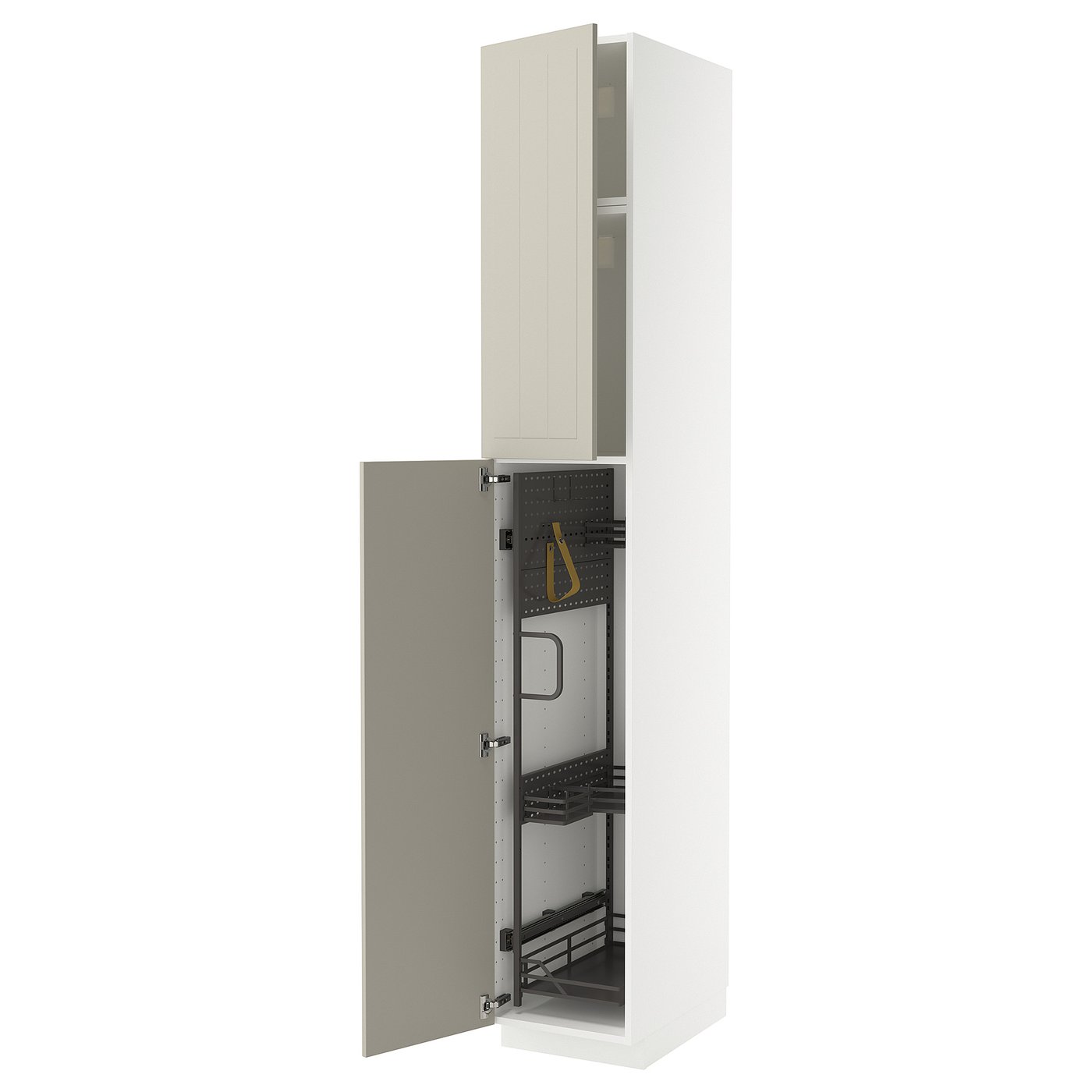 IKEA METOD Hochschrank mit Putzschrankeinr. weiß/Stensund beige
