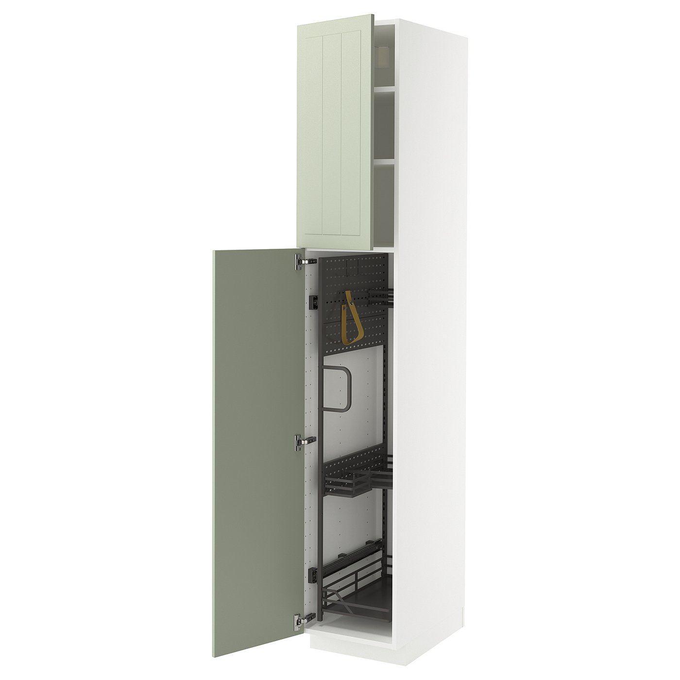 IKEA METOD Hochschrank mit Putzschrankeinr. weiß/Stensund hellgrün 40x60x220 cm