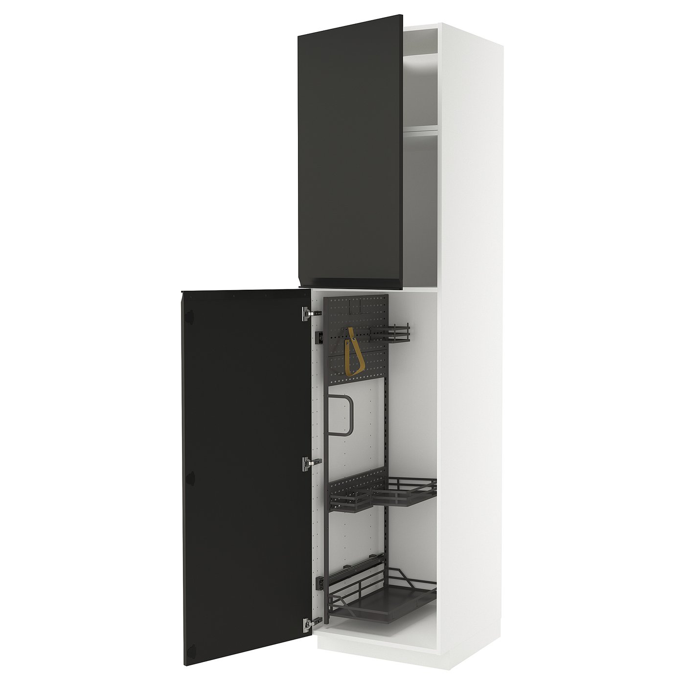 IKEA METOD Hochschrank mit Putzschrankeinr. weiß/Upplöv matt anthrazit 60x60x240 cm