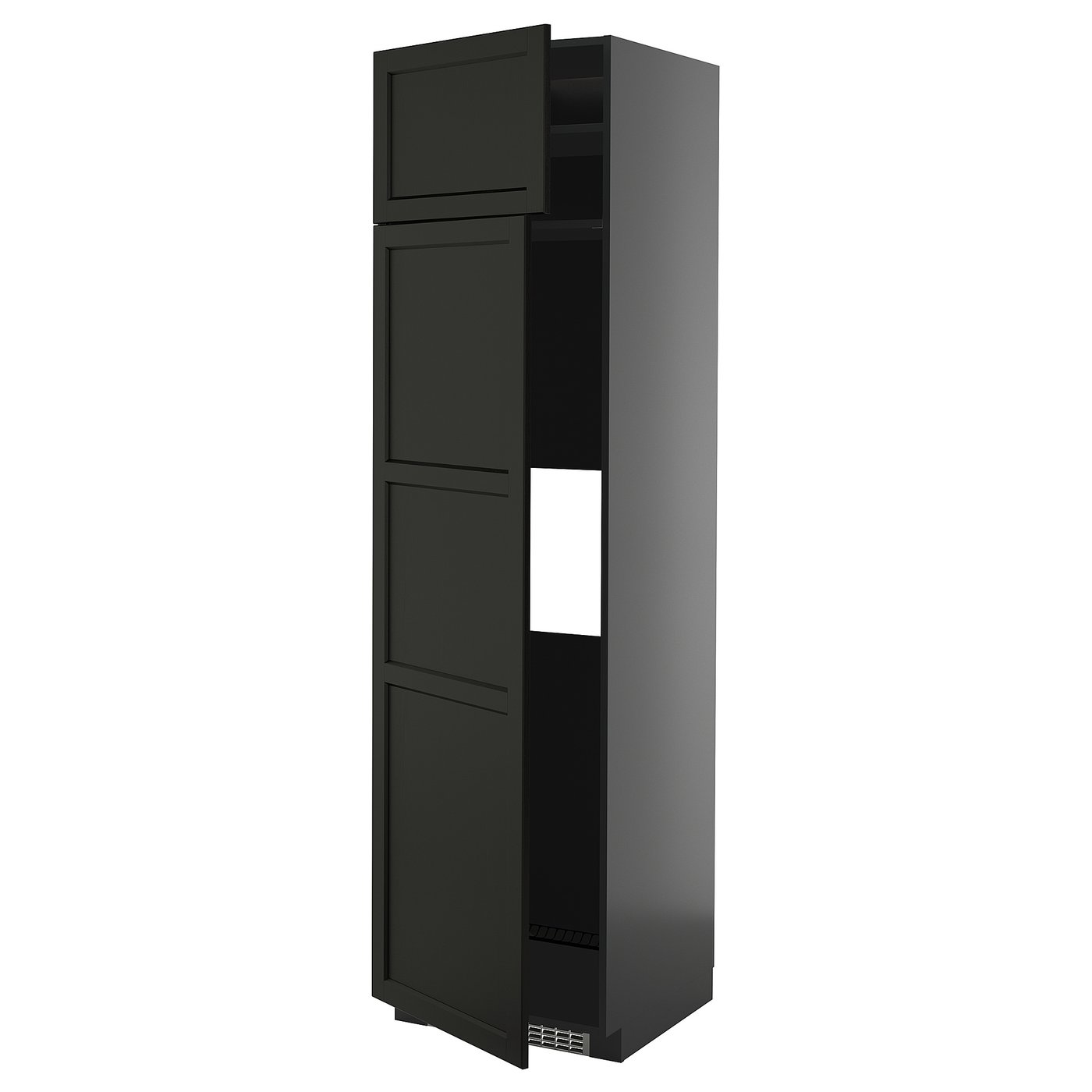 IKEA METOD HS f Kühl-/od Gefriersch m 2 Türen schwarzgrau/Lerhyttan schwarz lasiert 60x60x220 cm