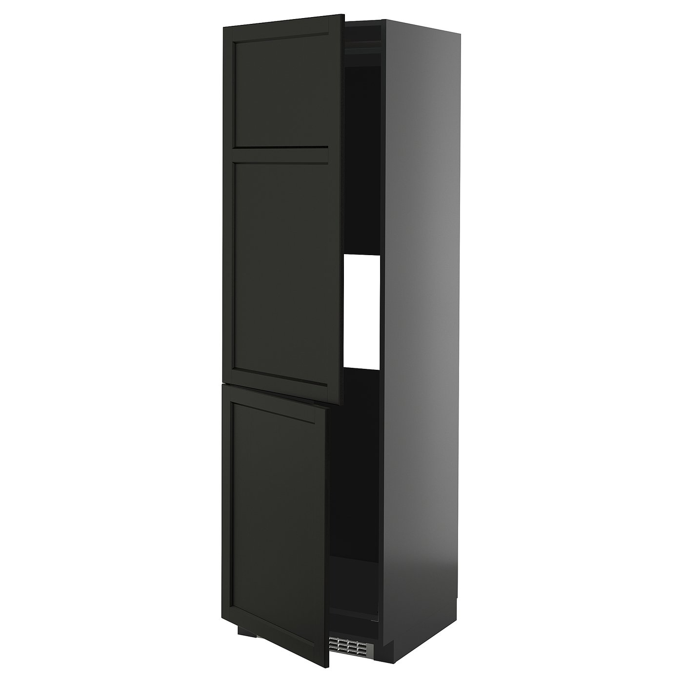 IKEA METOD HS f Kühl-/od Gefriersch m 2 Türen schwarzgrau/Lerhyttan schwarz lasiert 60x60x200 cm