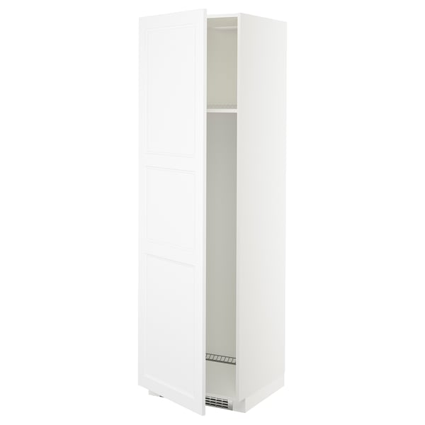 METOD: weißer Küchenschrank, hoch mit verstellbaren Regalen, modernes Design.