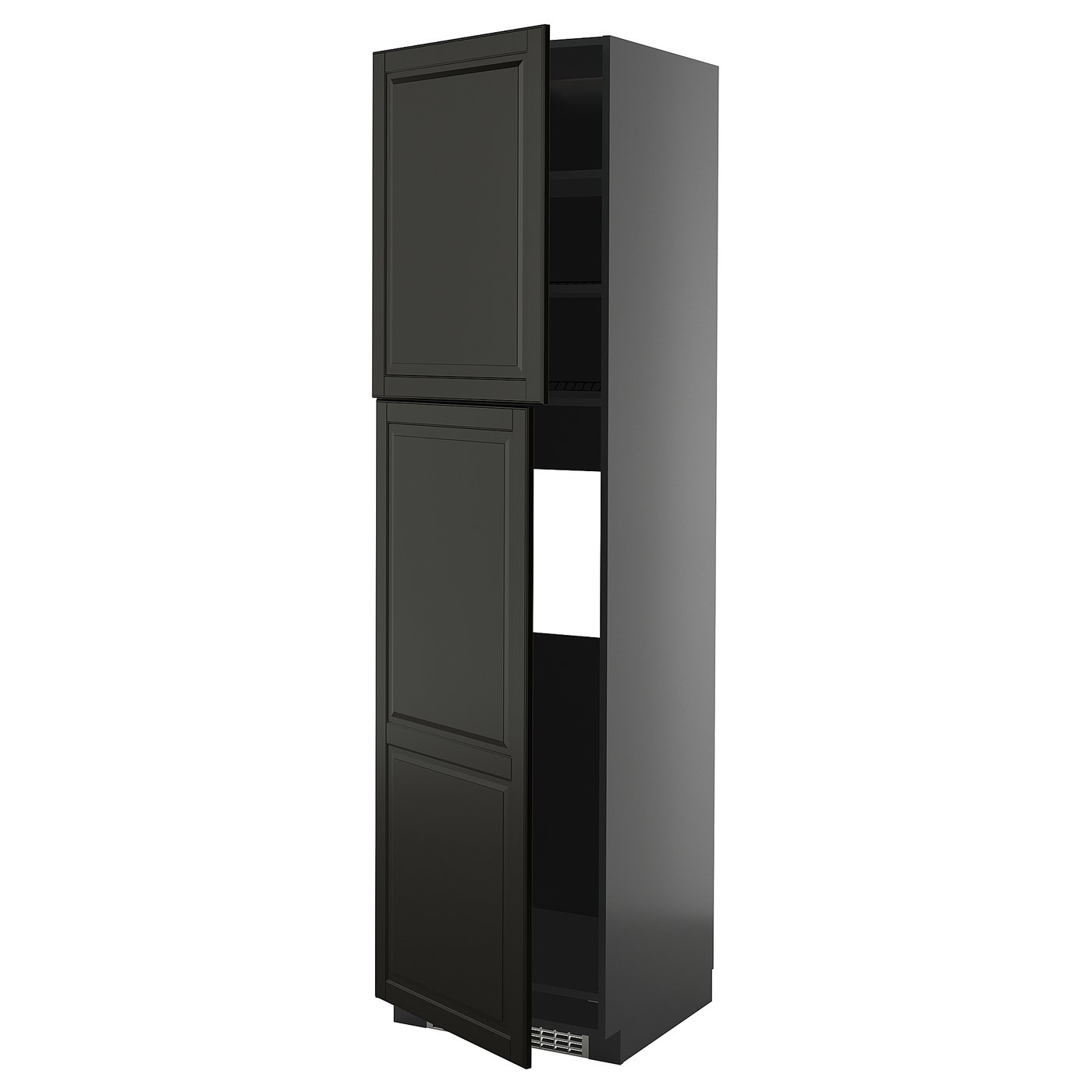 IKEA METOD HS f Kühlschr m 2 Türen schwarzgrau/Bodbyn schwarz 60x60x220 cm