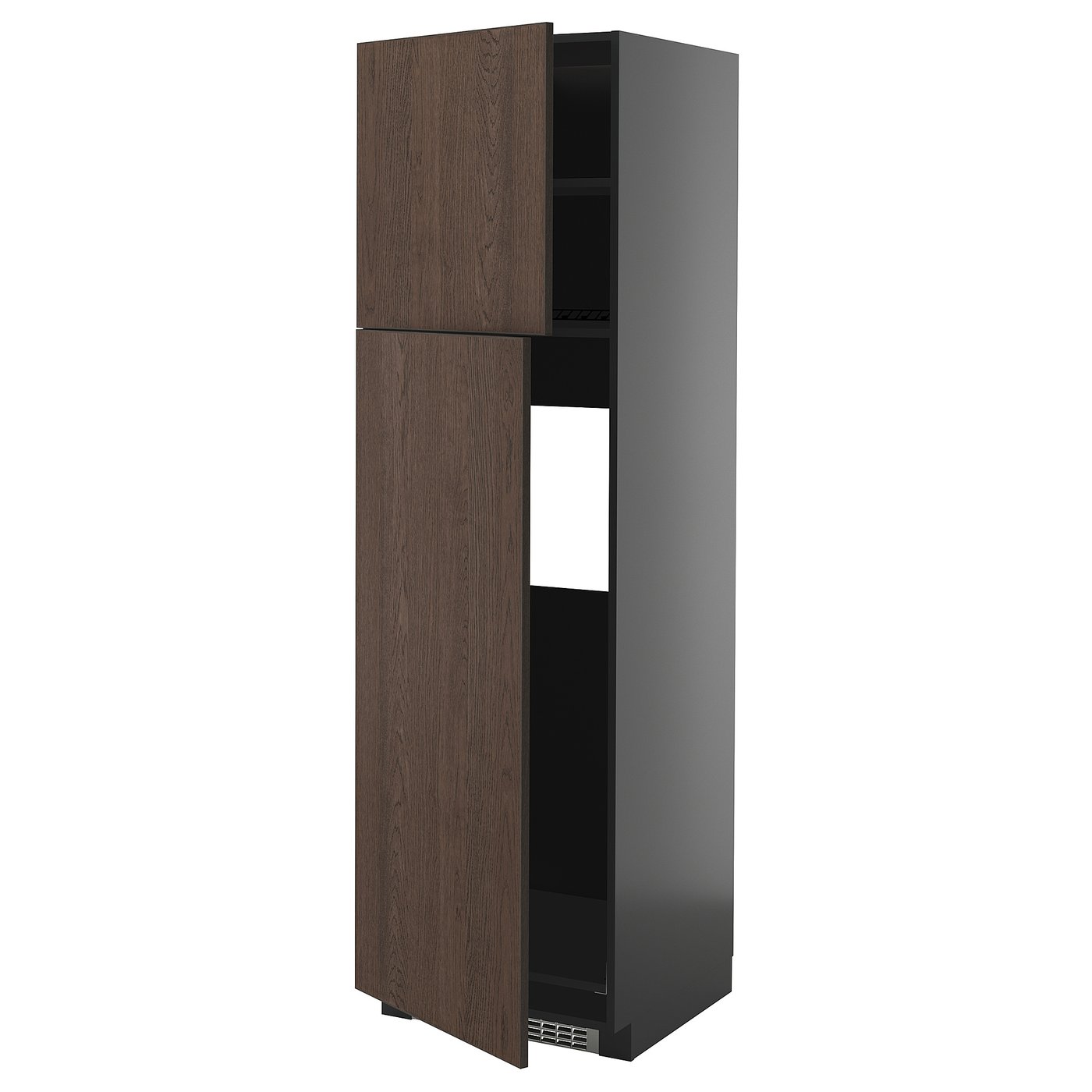 IKEA METOD HS f Kühlschr m 2 Türen schwarzgrau/Sinarp braun 60x60x200 cm