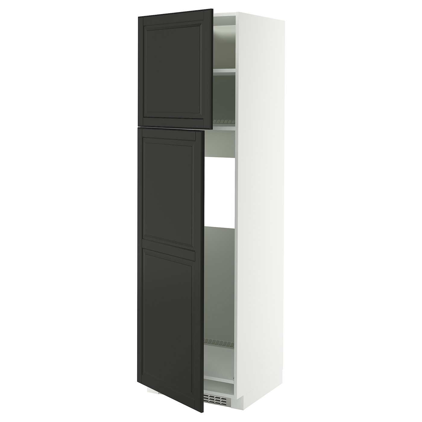 IKEA METOD HS f Kühlschr m 2 Türen weiß/Bodbyn schwarz 60x60x200 cm