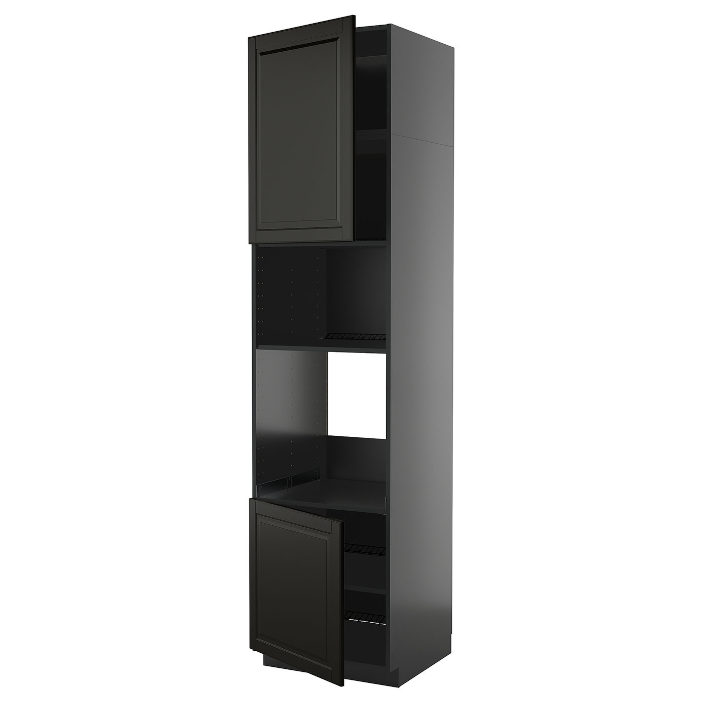 IKEA METOD HS f Ofen/Mikro m 2 Türen/Böden schwarzgrau/Bodbyn schwarz 60x60x240 cm