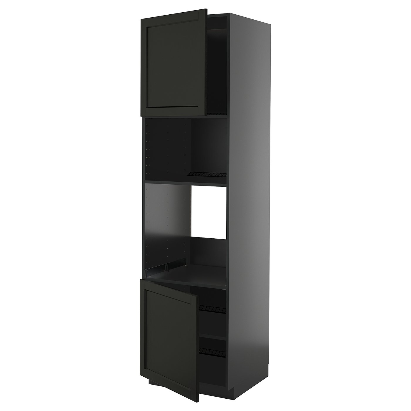 IKEA METOD HS f Ofen/Mikro m 2 Türen/Böden schwarzgrau/Lerhyttan schwarz lasiert 60x60x220 cm