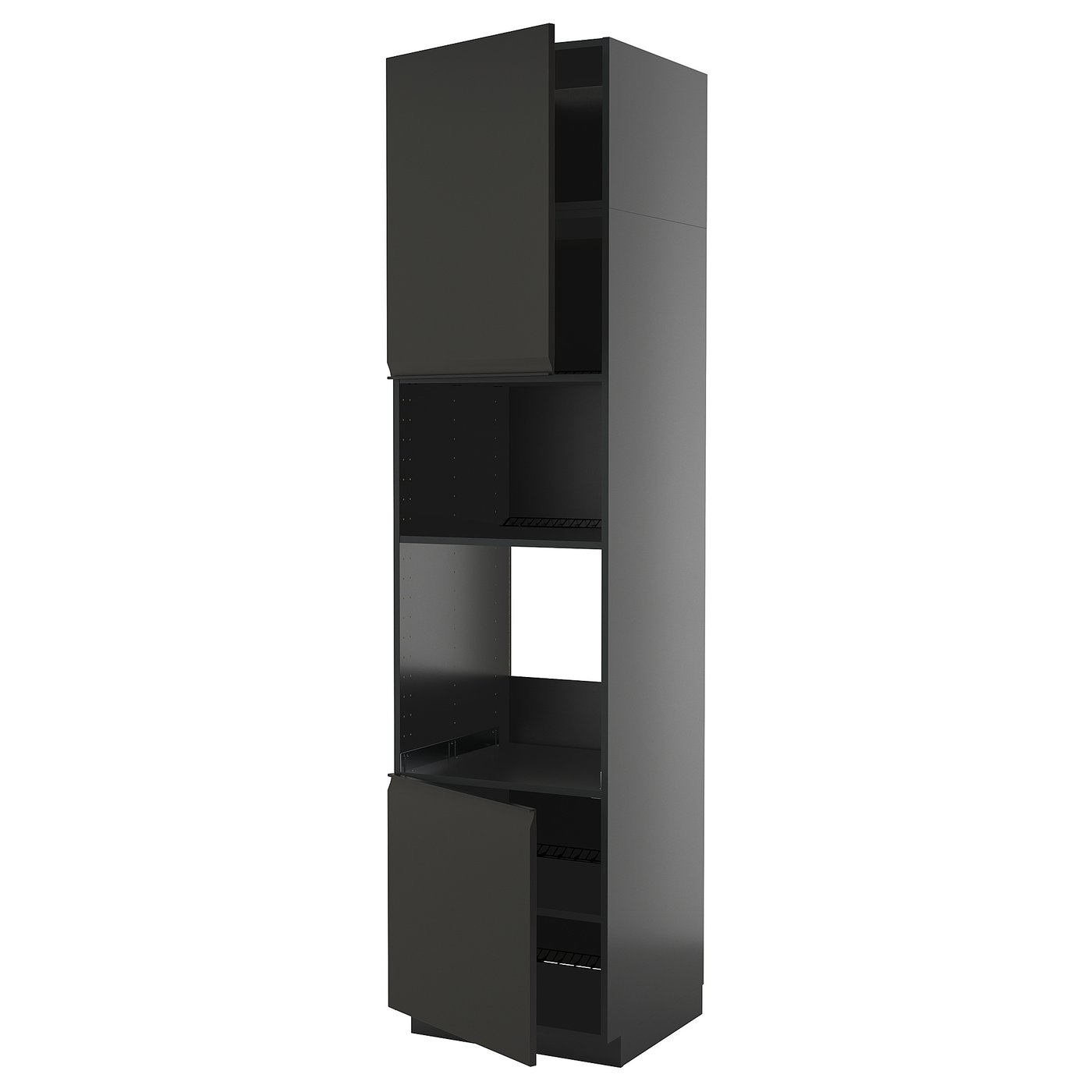 IKEA METOD HS f Ofen/Mikro m 2 Türen/Böden schwarzgrau/Upplöv matt anthrazit 60x60x240 cm