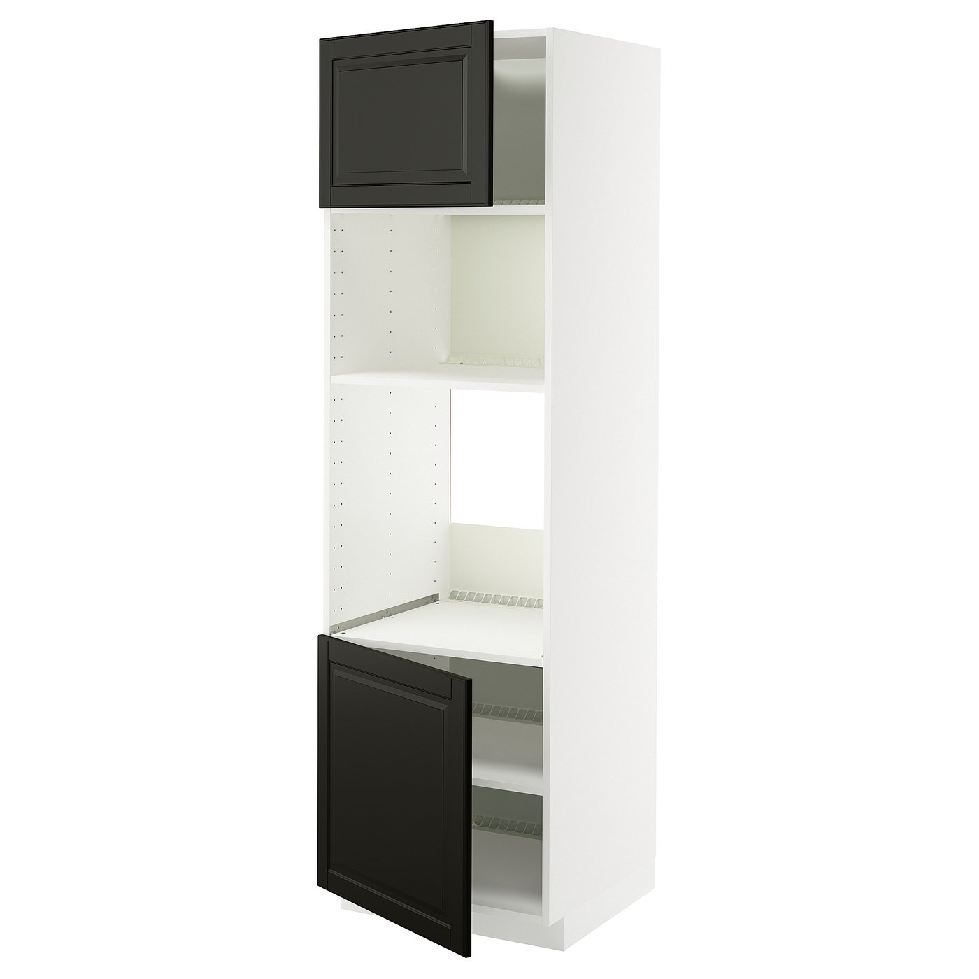 IKEA METOD HS f Ofen/Mikro m 2 Türen/Böden weiß/Bodbyn schwarz 60x60x200 cm