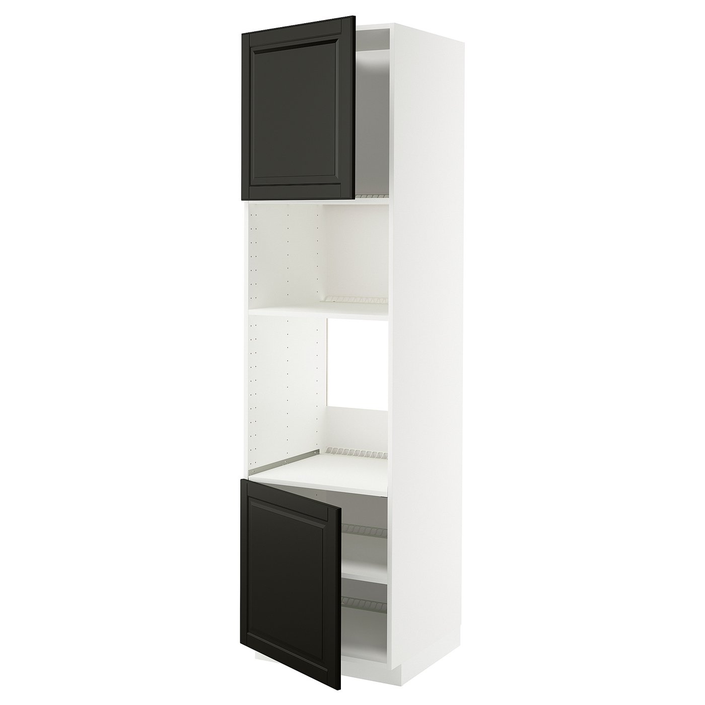 IKEA METOD HS f Ofen/Mikro m 2 Türen/Böden weiß/Bodbyn schwarz 60x60x220 cm