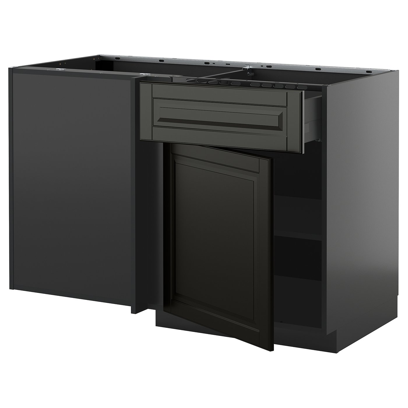 IKEA METOD / KNIVSHULT Eckunterschrank mit Schublade+Boden schwarzgrau/Bodbyn schwarz