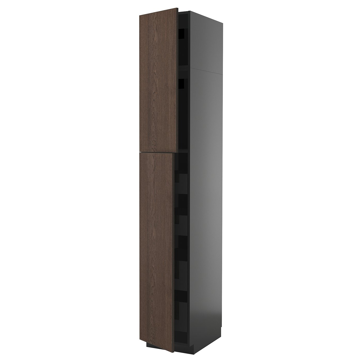 IKEA METOD / KNIVSHULT Hochschr+2 Tü/4 Sch schwarzgrau/Sinarp braun 40x60x240 cm
